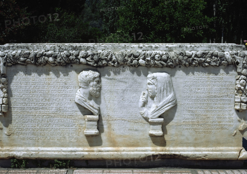 Roman sarcophagus with the busts of two spouses, Aphrodisias, Anatolia, Turkey, 1999. Creator: Unknown.