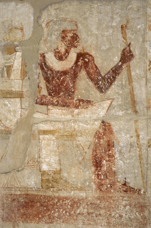 Polychrome relief depicting a seated man, Mastaba of Iynefert, Saqqara, Egypt, Old Kingdom ( 2003). Creator: Unknown.