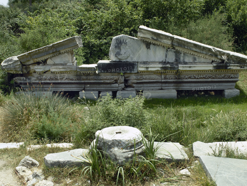 Pediment ruins, Temple of Seraphis, Miletus, Anatolia, Turkey, 3rd century BC (1999).  Creator: Unknown.
