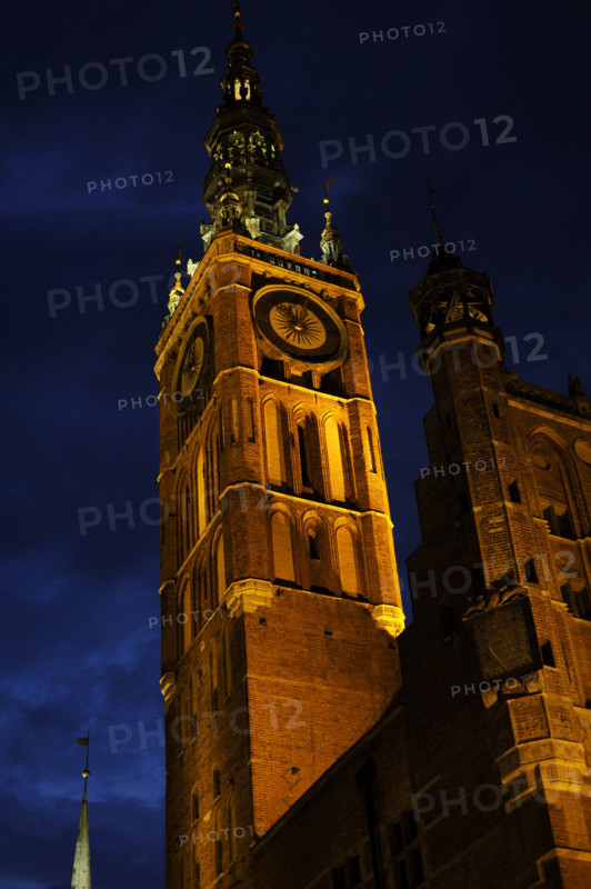Night view, Tower, Town Hall, Gdansk, Poland, 14th century (2015). Creator: Unknown.