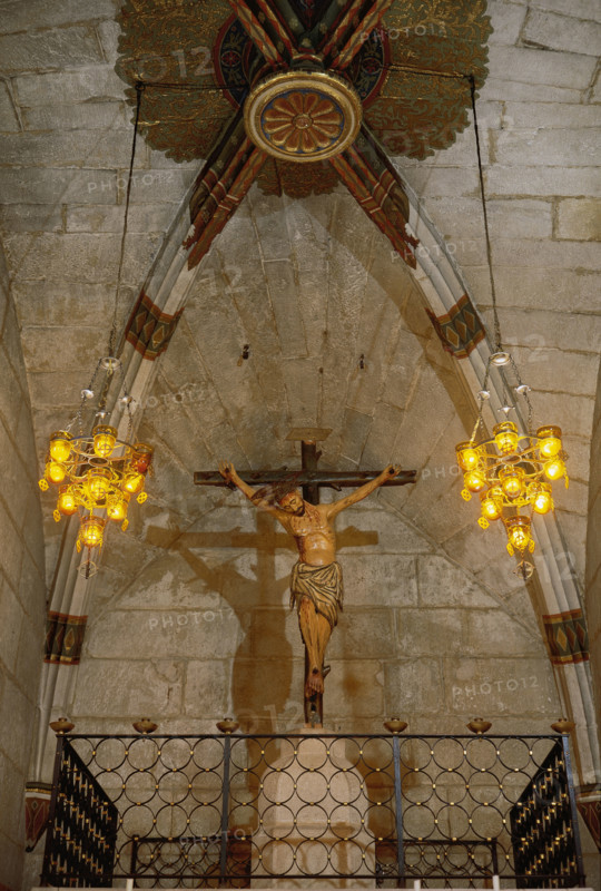 Crucified Christ, Church of the Virgin Mary, Verdu, Catalonia, Spain, 13th century?, (1999).  Creator: LTL.