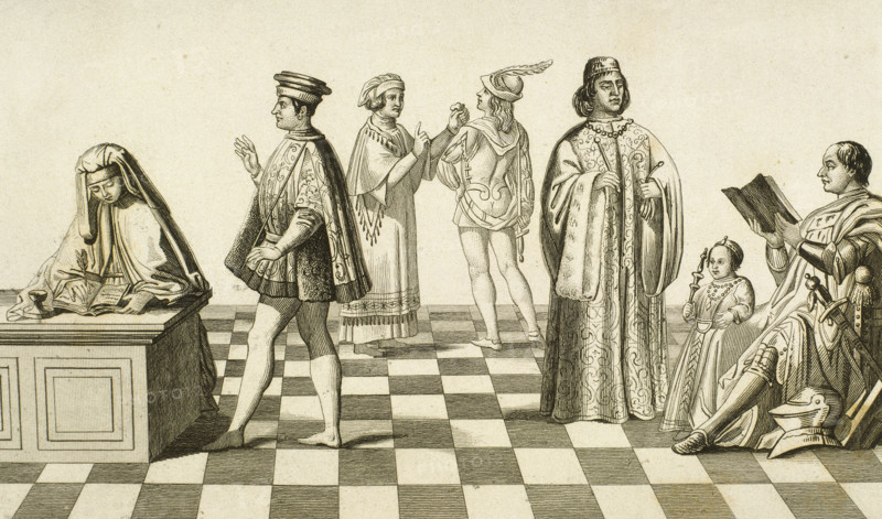 Italian costume of the 15th century, (19th century).  Creator: Unknown.