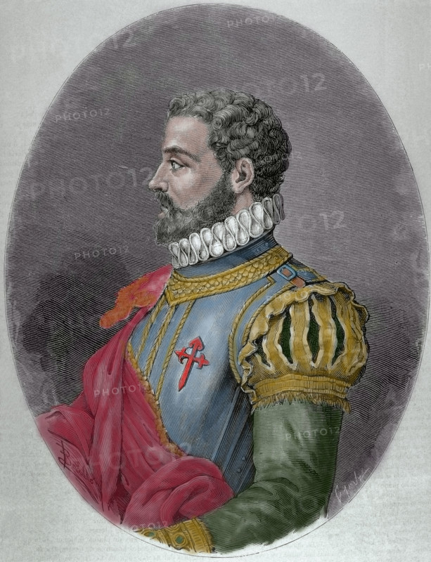 Alonso de Ercilla, soldier and poet, (19th century).  Creator: Capuz.
