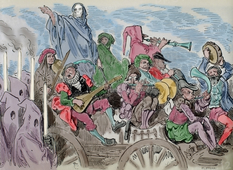 Penitents and musicians - scene from Don Quixote, 19th century.  Creator: Gustave Doré.