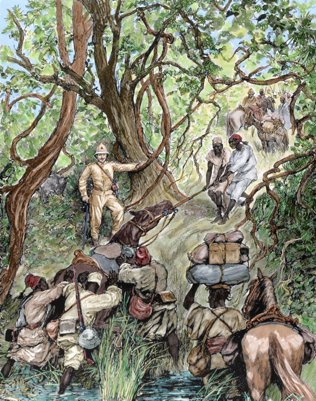 French expedition opens way into the Nieniya mountains, Sudan, Africa, 1893.  Creator: Unknown.