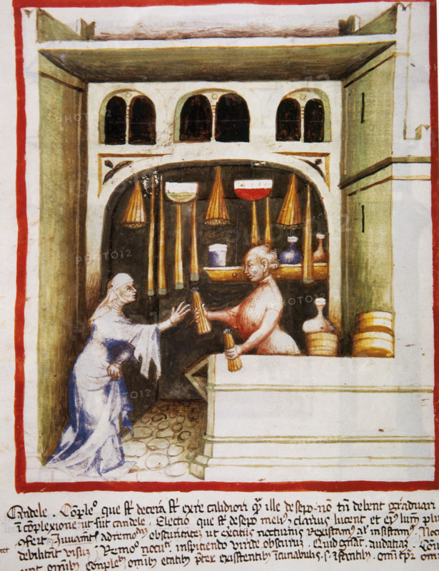 Candles selling, 14th century.  Creator: Unknown.