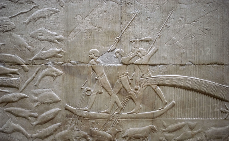 Hunting hippos relief, Mastaba of Kagemni, Saqqara, Egypt, Old Kingdom, 6th Dynasty, 2350 BC (2003). Creator: Unknown.
