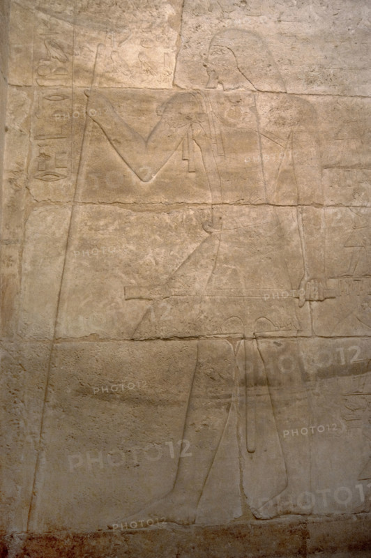 Male figure with a baton and sceptre relief, Mastaba of Kagemni, Saqqara, Egypt, 2350 BC (2003). Creator: Unknown.