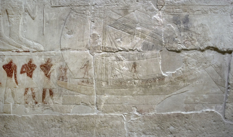 Polychrome relief depicting a boat, Mastaba of Mereruka, Saqqara, Egypt, 2340 BC (2003). Creator: Unknown.