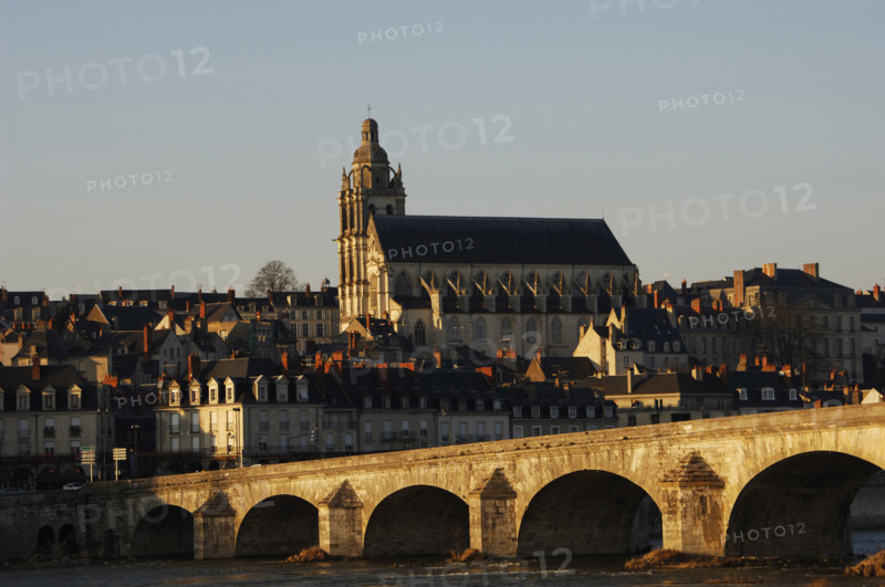 Saint Louis Cathedral and Jacques Gabriel Bridge over the Loire river, Blois, France, 2019. Creator: Unknown.