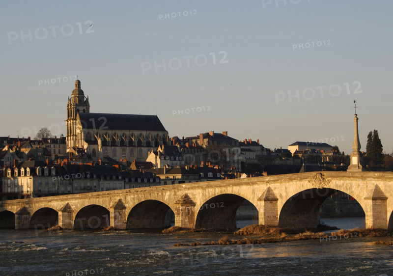 Saint Louis Cathedral and Jacques Gabriel Bridge over the Loire river, Blois, France, 2019. Creator: Unknown.