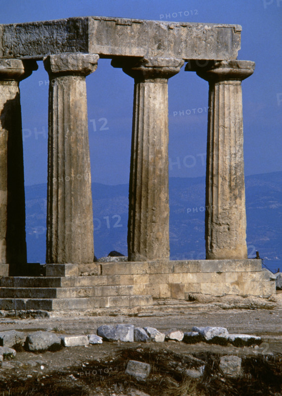 Apollo Temple, Ancient Corinth city, Greece, 540 BC, (2005).  Creator: LTL.