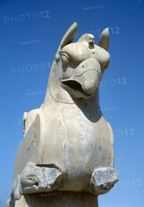 Zoomorphic griffin capital, Persepolis (Taknt-e-Jamshid), Iran, Achaemenid Empire (2005).  Creator: Unknown.