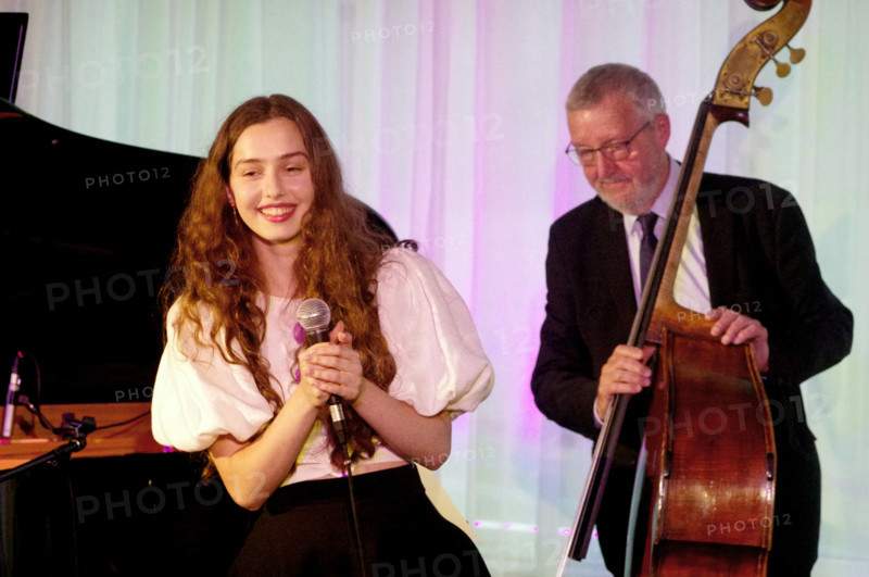 Anais Reno and Dave Green, Anais Reno Quartet, Watermill Jazz Club, Dorking, Surrey, July 2024. Creator: Brian O'Connor.