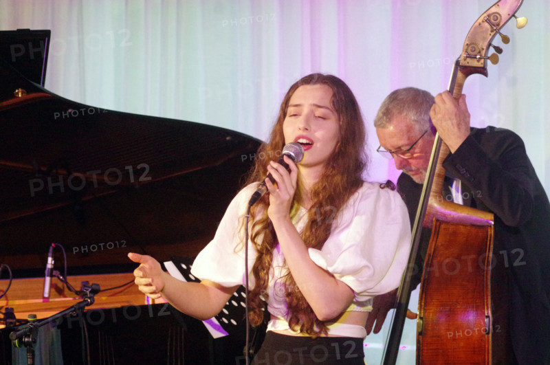 Anais Reno and Dave Green, Anais Reno Quartet, Watermill Jazz Club, Dorking, Surrey, July 2024. Creator: Brian O'Connor.
