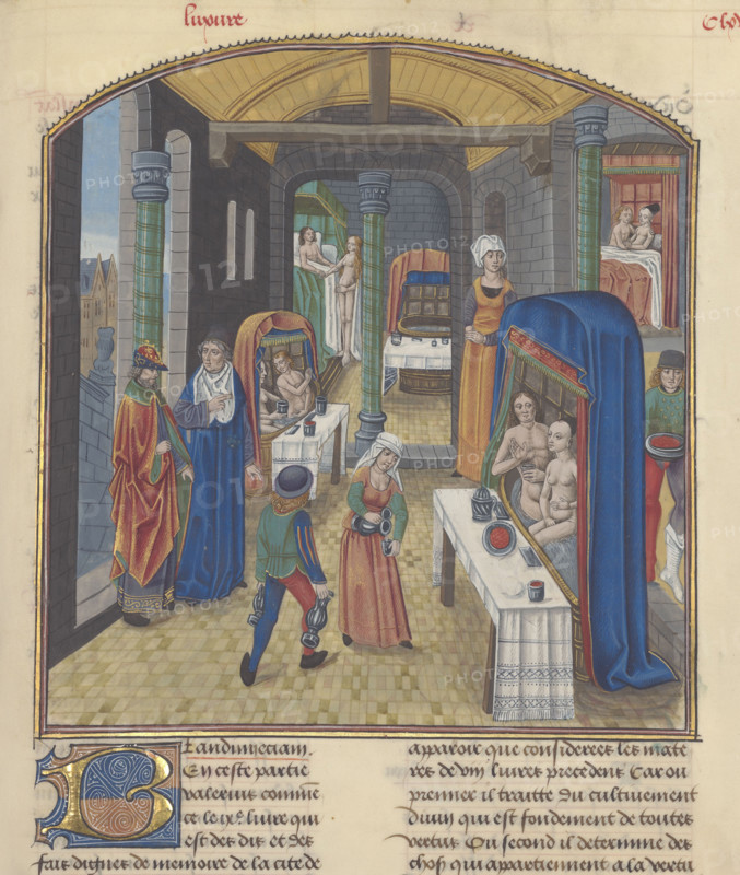 The baths of Sergius Orata. Miniature from Valerius Maximus, 15th century. Creator: Anonymous master.