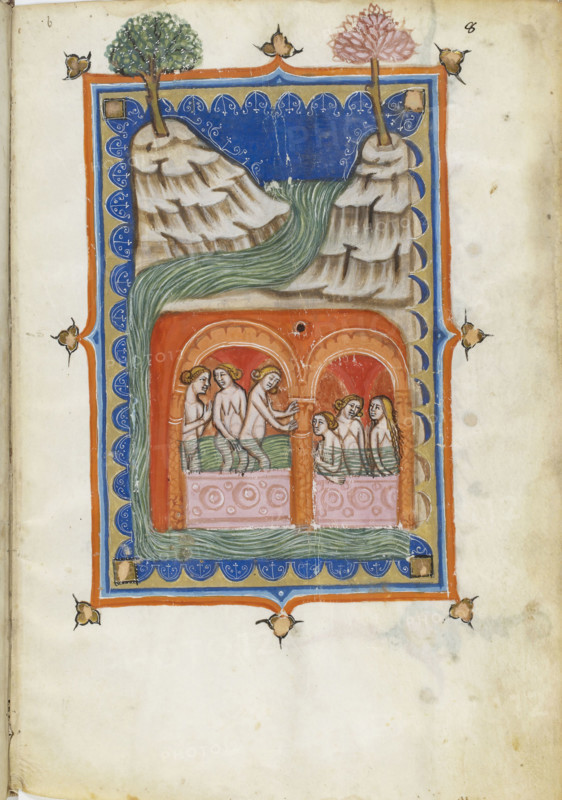 Miniature from De balneis puteolanis by Petrus de Ebulo, 14th century. Creator: Anonymous master.