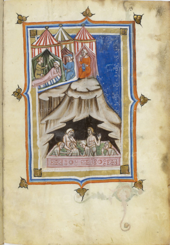 Miniature from De balneis puteolanis by Petrus de Ebulo, 14th century. Creator: Anonymous master.