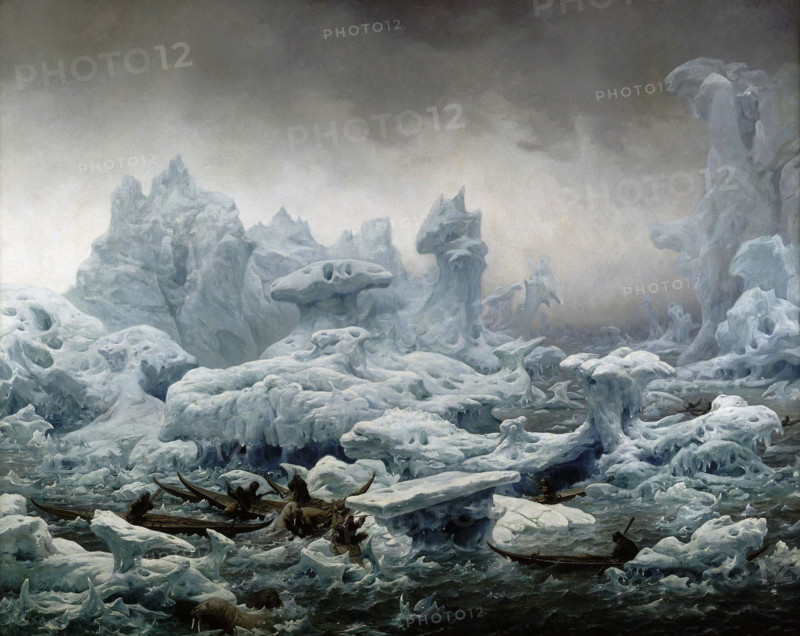 View of the Glacial Ocean, Walrus Fishing in Greenland, 1841. Creator: Biard, François-August (1798-1882).