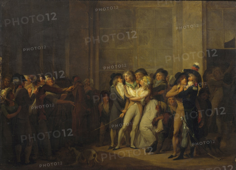 The Arrest of the Singer Garat. Creator: Boilly, Louis-Léopold (1761-1845).