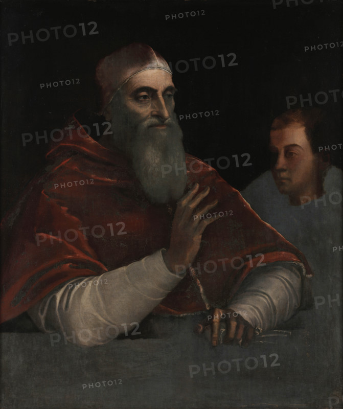 Pope Paul III and his nephew (Ottavio Farnese?), 1534-1540. Creator: Piombo, Sebastiano, del (1485-1547).
