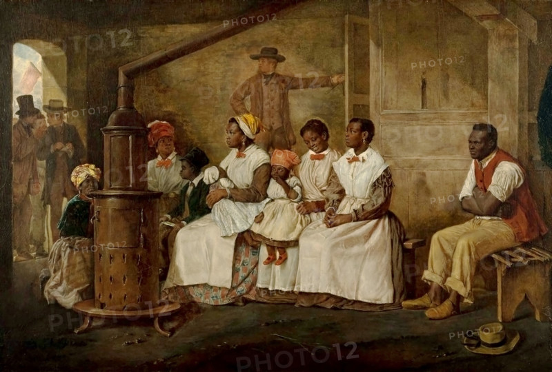 Slaves waiting for sale, Richmond, Virginia, 1861. Creator: Crowe, Eyre (1824-1910).