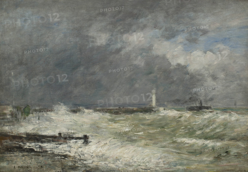 Entrées des jetées du Havre par gros temps, 1895. Creator: Boudin, Eugène-Louis (1824-1898).