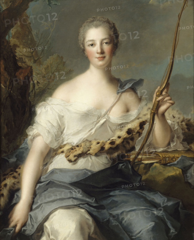 Portrait of the Marquise de Pompadour (1721-1764) as Diana , 1746. Creator: Nattier, Jean-Marc (1685-1766).