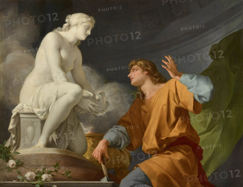The Origin of Sculpture or Pygmalion praying Venus to animate his statue, 1786. Creator: Regnault, Jean-Baptiste (1754-1829).