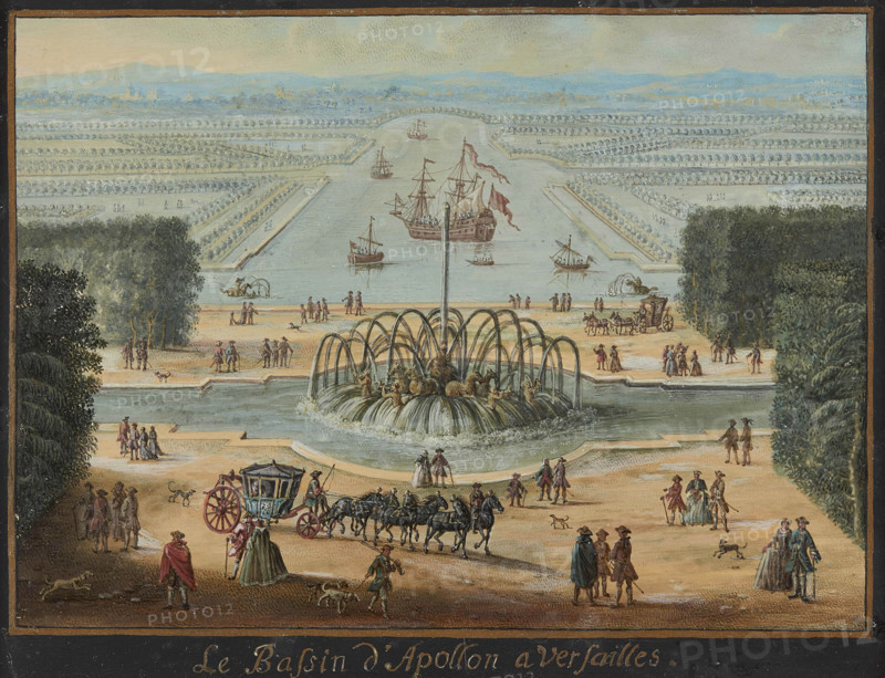 Perspective view of the Fountain of Apollo and the Grand Canal in Versailles, c1700-1719. Creator: Anonymous.