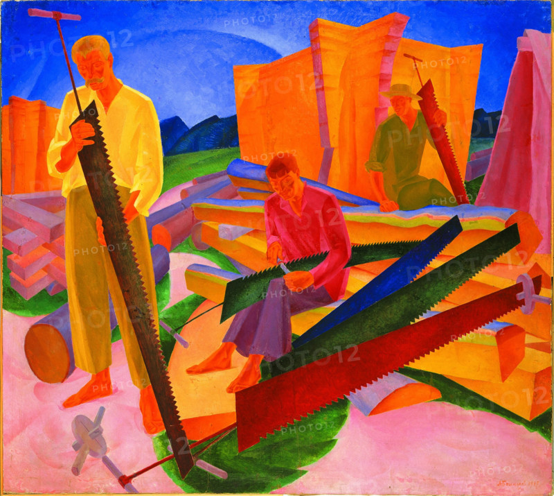 Sawyers, 1926-1927. Creator: Bogomazov, Alexander Konstantinovich (1880-1930).