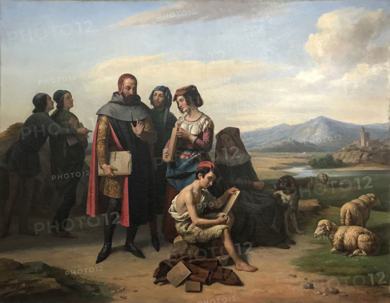 Cimabue and the Young Giotto, 1841. Creator: Prévost, Constantin-Jean Marie (1796-1865).