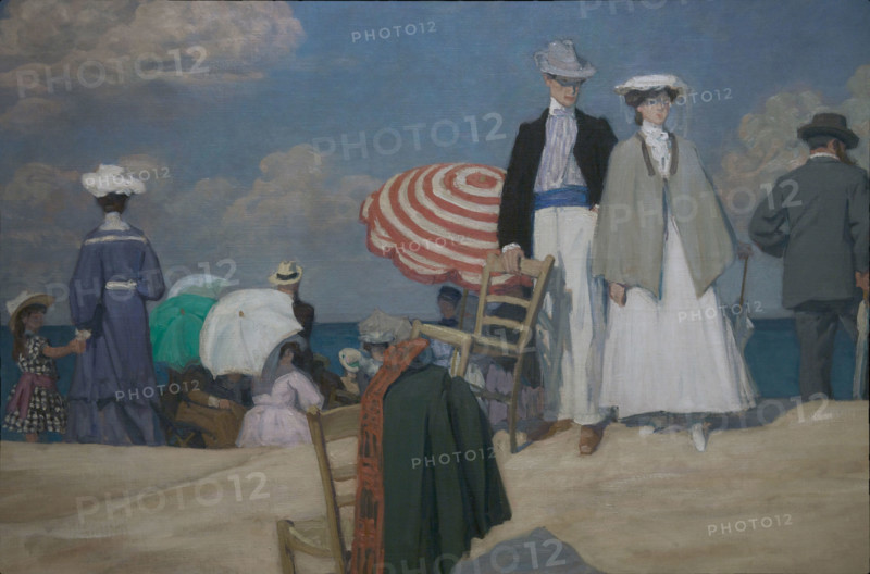 La Plage de Cabourg (Cabourg Beach), 1910. Creator: Prinet, René François Xavier (1861-1946).