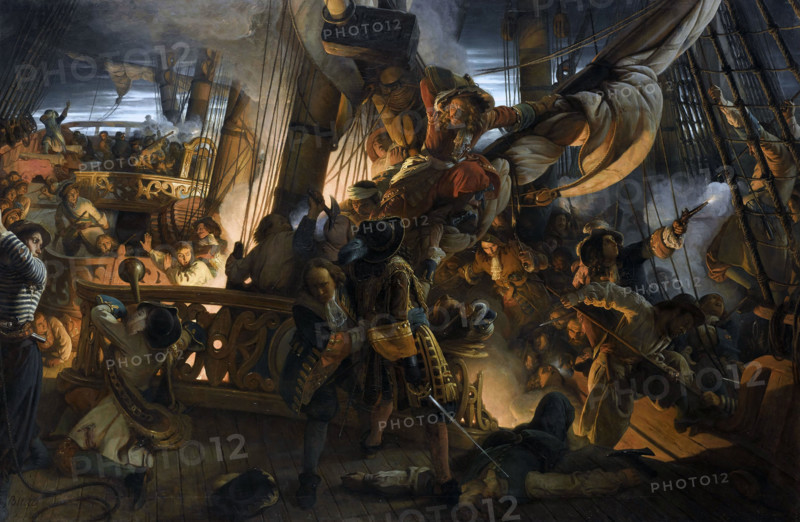 Abordage d'un Vaisseau Hollandais par Jean Bart (Jean Bart Boarding a Dutch Vessel), 1843. Creator: Biard, François-August (1798-1882).