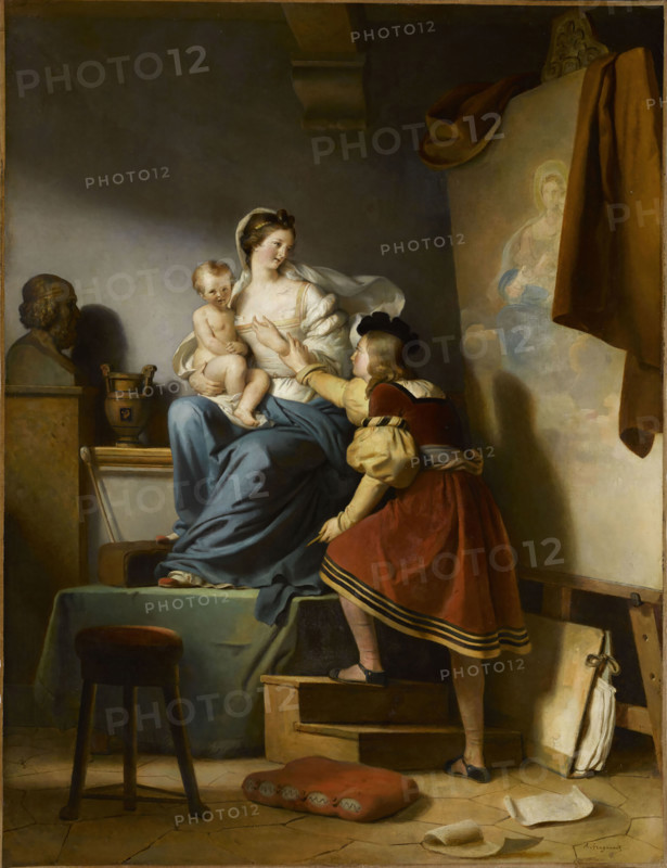 Raphael Adjusting his Model's Pose for his Painting of the Virgin and Child, c1820. Creator: Fragonard, Alexandre-Évariste (1780-1850).