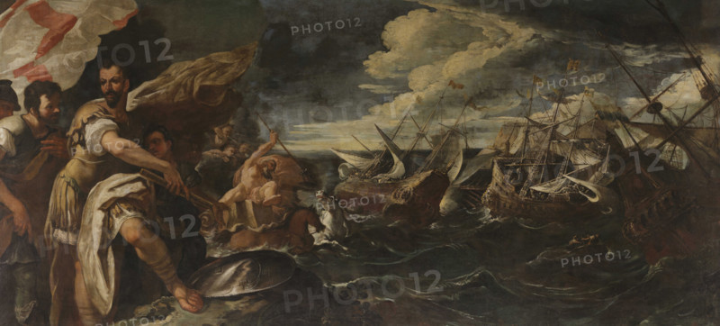 Alessandro Farnese witnesses the destruction of the Invincible Armada, 1687. Creator: Ricci, Sebastiano (1659-1734).