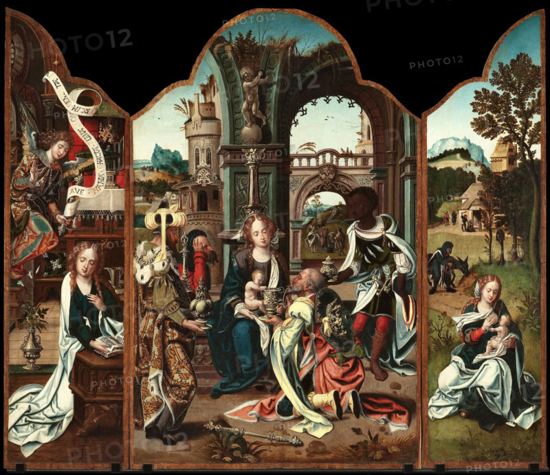 The Adoration of the Magi (Triptych). Creator: Coecke van Aelst, Pieter, the Elder (1502-1550).