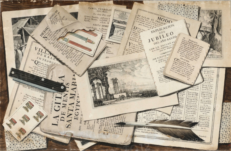Table with messy papers, 1782. Creator: Pérez Ruano, José (1750-1810).