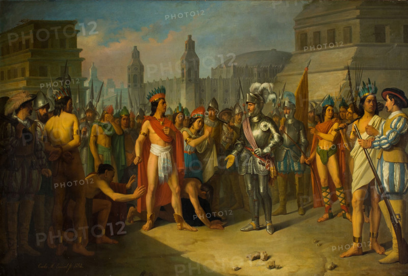Seizing of Cuauhtémoc, last Emperor of Mexico, 1854. Creator: Esquivel y Rivas, Carlos María (1830-1867).