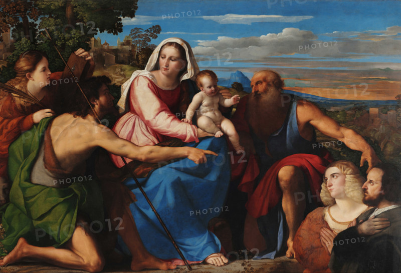 Sacra Conversazione with Donors, c1525. Creator: Palma il Vecchio, Jacopo, the Elder (1480-1528).