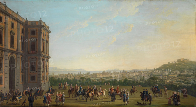 Ferdinand IV on Horseback with the Court at Capodimonte, 1760. Creator: Joli, Antonio (1700-1777).