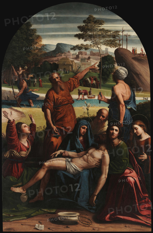 The Lamentation over the Dead Christ, 1521. Creator: Ortolano (Benvenuti), Giovanni Battista (c. 1480-1525).