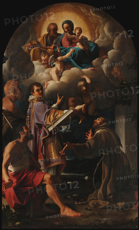 The Holy Family with Saints Lawrence, Francis of Assisi,  Peregrine of Auxerre..., 1608-1610. Creator: Schedone (Schidone), Bartolomeo (1570-1615).