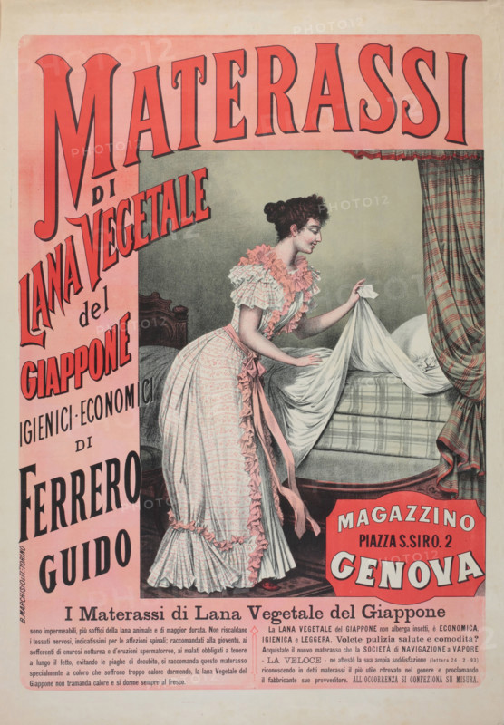 Advertising of mattress made from Japanese vegetable wool, 1900s-1910s. Creator: Dalsani (Giorgio Ansaldi) (1844-1922).