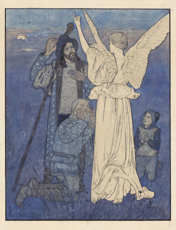 Nativity. Midnight Song (Study for the "Infancy Gospel of Our Lord Jesus Christ"), 1890. Creator: Schwabe, Carlos (1866-1926).