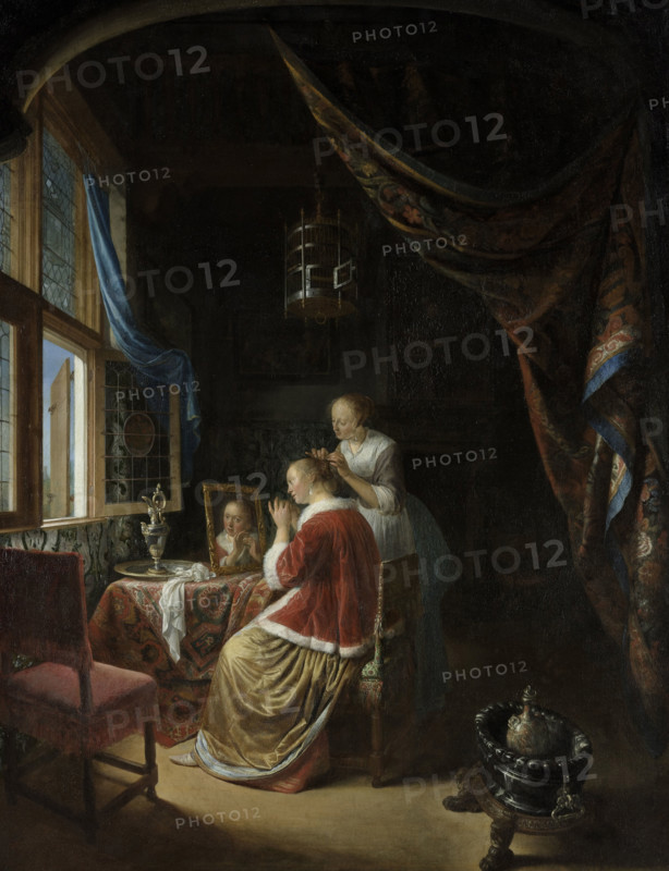 Woman at her Toilet, 1667. Creator: Dou, Gerard (Gerrit) (1613-1675).
