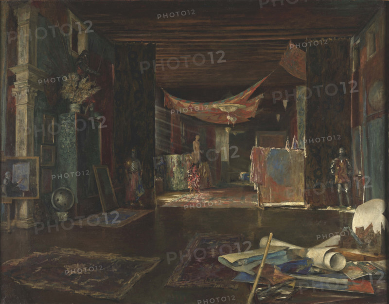 Atelier of the artist at Palazzo Pesaro degli Orfei. Creator: Fortuny y Madrazo, Mariano (1871-1949).