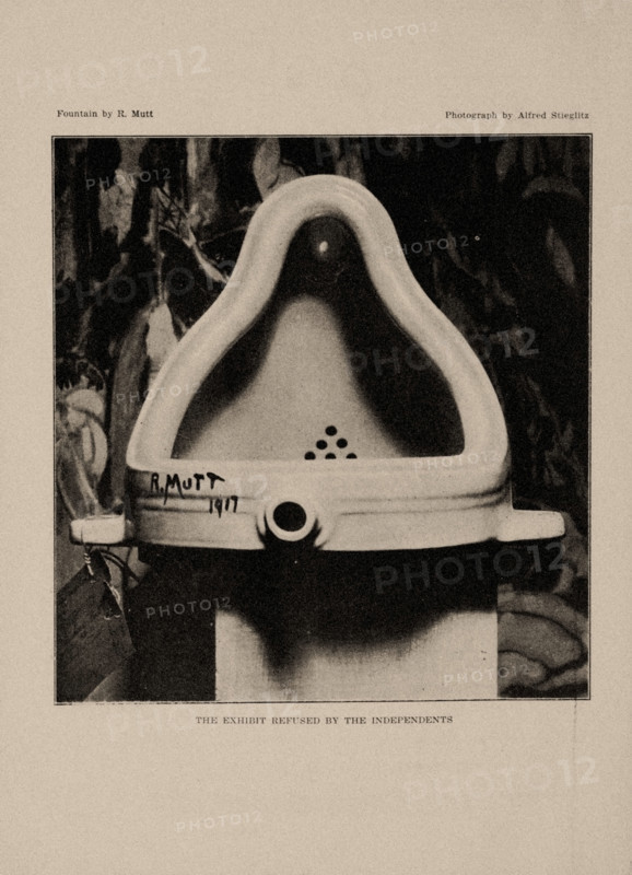 Fountain by Marcel Duchamp ("Fountain by R. Mutt"), from The Blind Man No. 2, 1917. Creator: Stieglitz, Alfred (1864-1946).