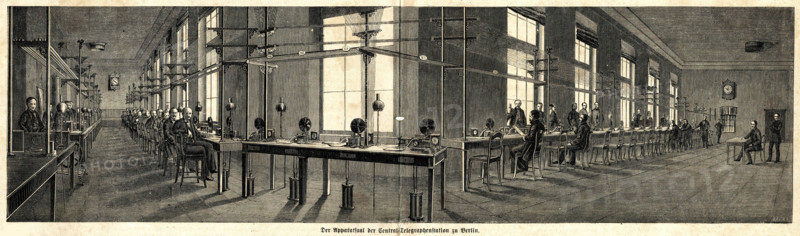 In the Central Telegraph Station in Berlin, 1863. Creator: Anonymous.