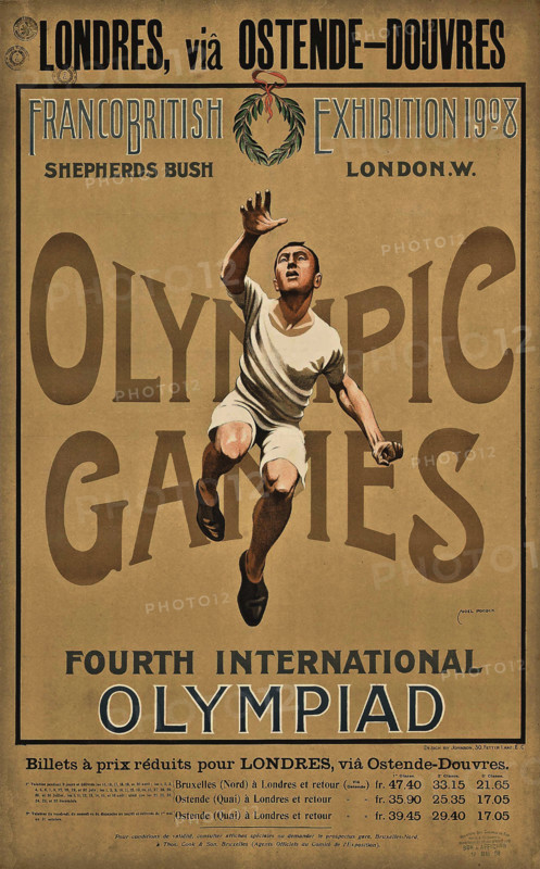 Fourth International Olympiad. London 1908, via Ostend or Dover!, 1908. Creator: Johnson, Alfred Edwin (1879-?).